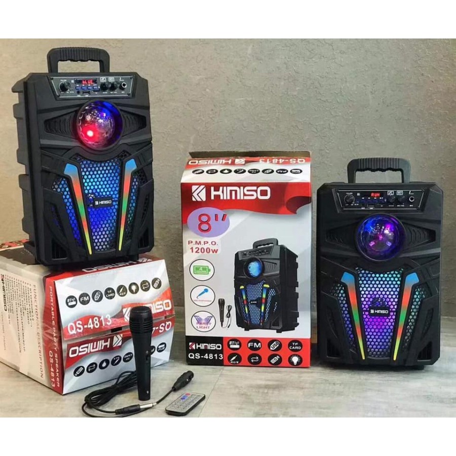 COD SPEAKER WIRELESS BLUETOOTH KARAOKE 8'8 INCH KIMISO QS-4813 BONUS MIC KARAOKE + REMOTE SUPER BASS / SALON AKTIF / SPEAKER KARAOKE / SPEAKER WIRELESS