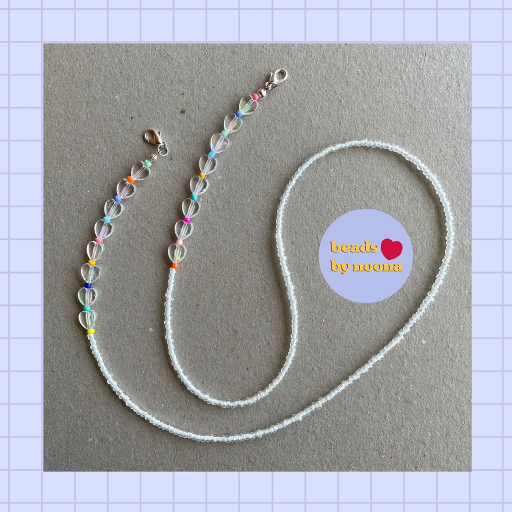 transparent love | mask strap tali masker manik korea beads kpop idol