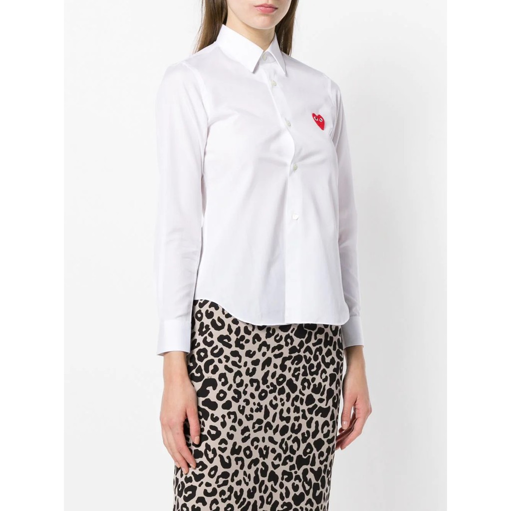 CDG Women Red Emblem Shirt - White 100% Authentic