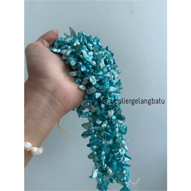 kerikil KERANG KESHI SOFT BLUE SEA tetes OVAL fresh water shell BAROK