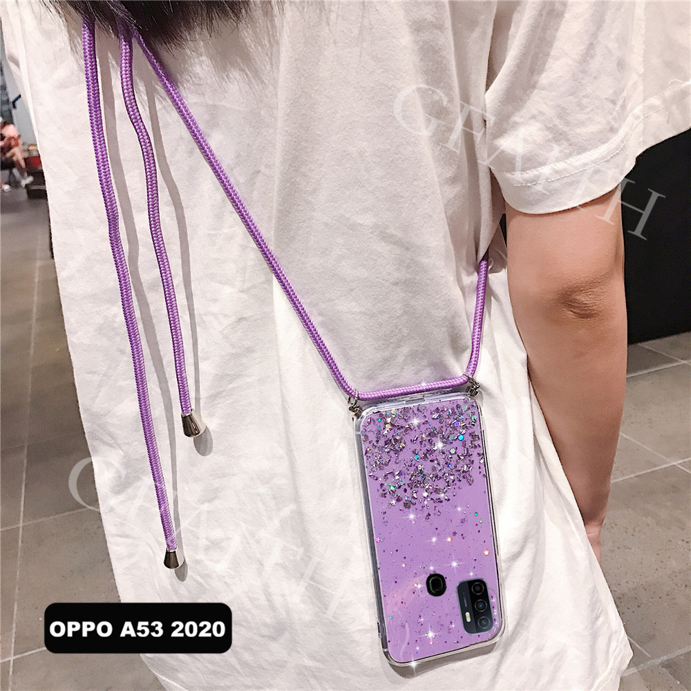 Hp Casing Softcase Oppo A15 A53 A33 A12 A12e A11k A92 Tebaru 2020 Aksen Glitter Dan Tali Selempang Shopee Indonesia