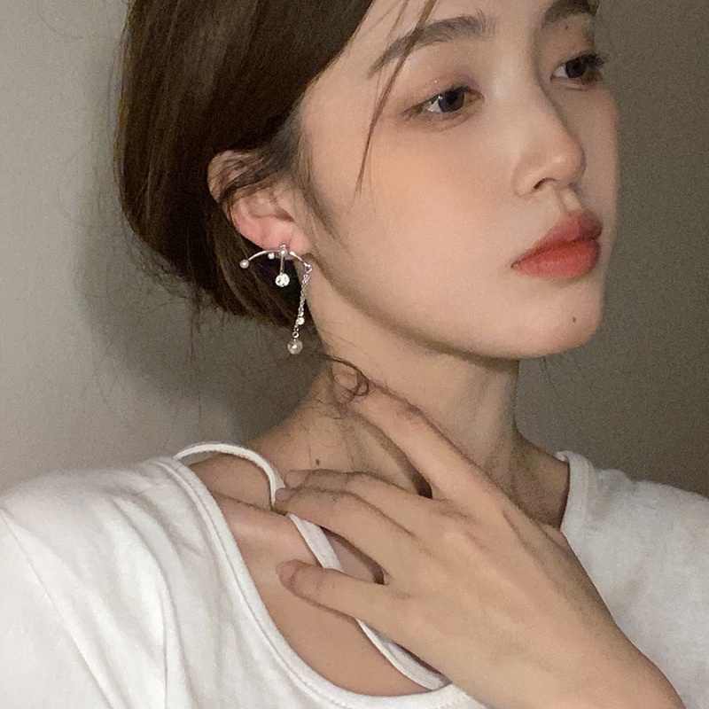 Anting Berpohon Mutiara Wanita Korea Berbentuk T fashion vintage