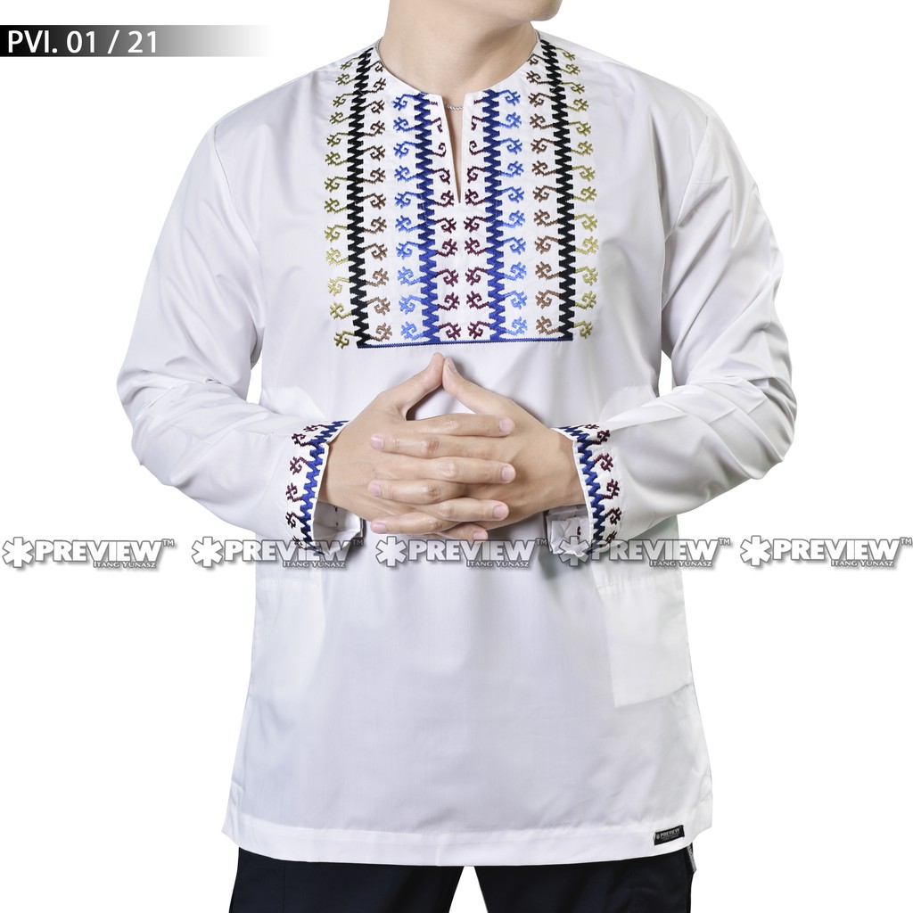 Preview Baju koko Itang Yunasz Infinite Panjang White Zaqawat