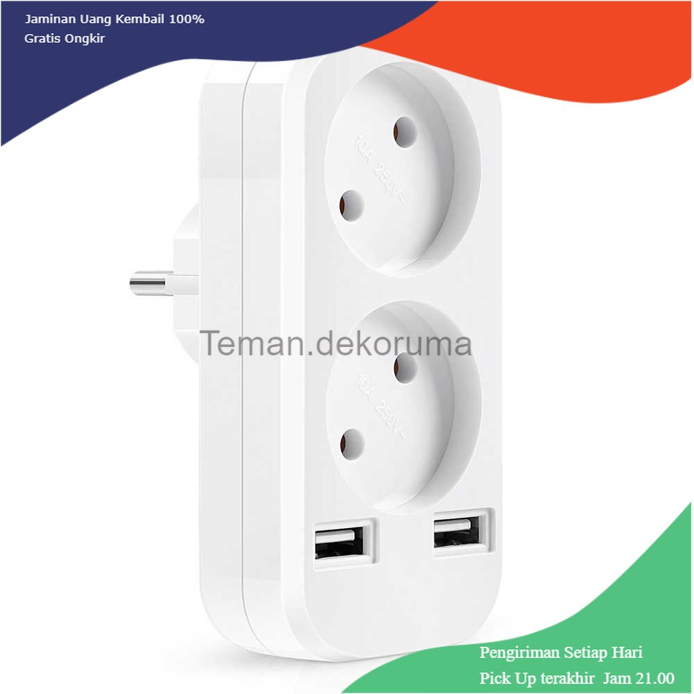 TD - SKT Wallpad Stop Kontak Listrik 2 EU Plug + 2 USB Port - CX89