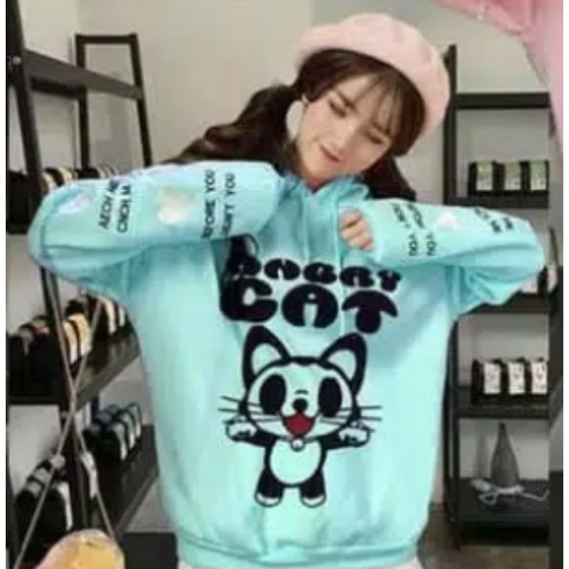 Hoodie Wanita Angry cat (OVERSIZE)