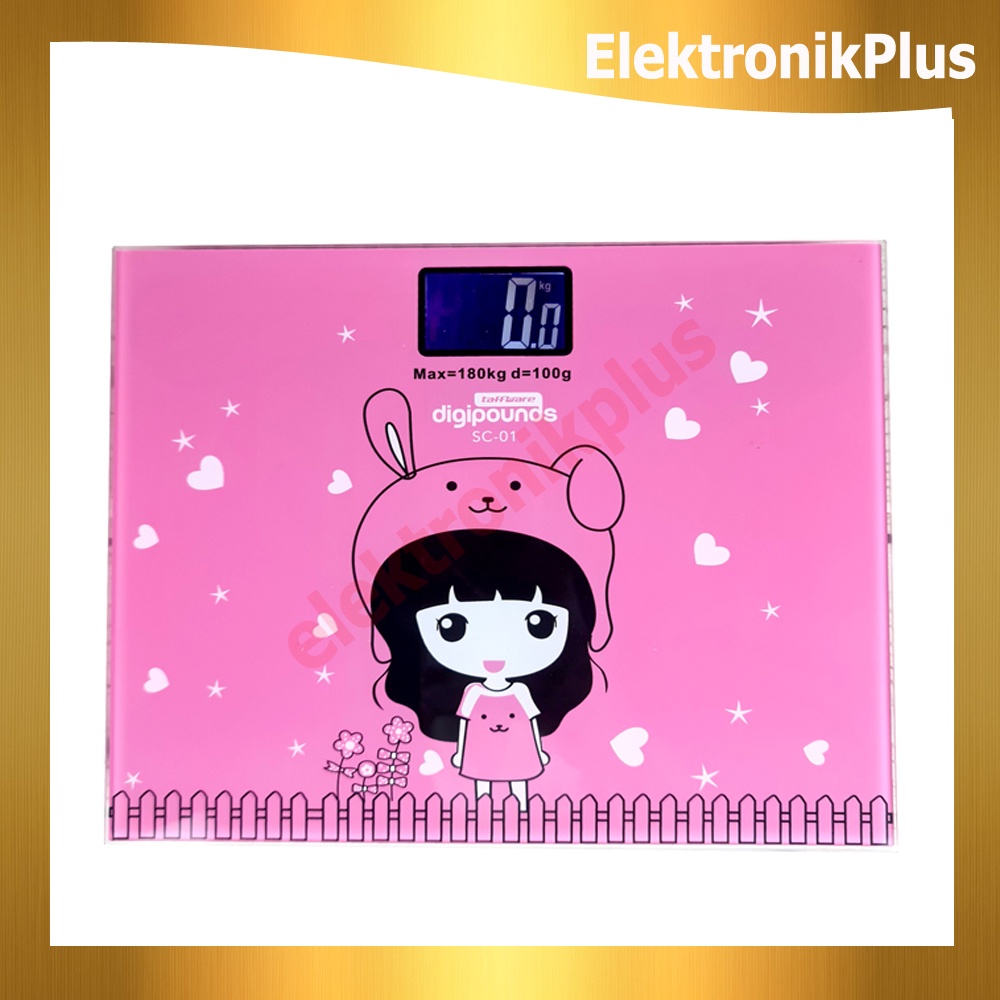 ElektronikPlus Timbangan Pink Badan Digital Desain Kartun UpTo 180Kg