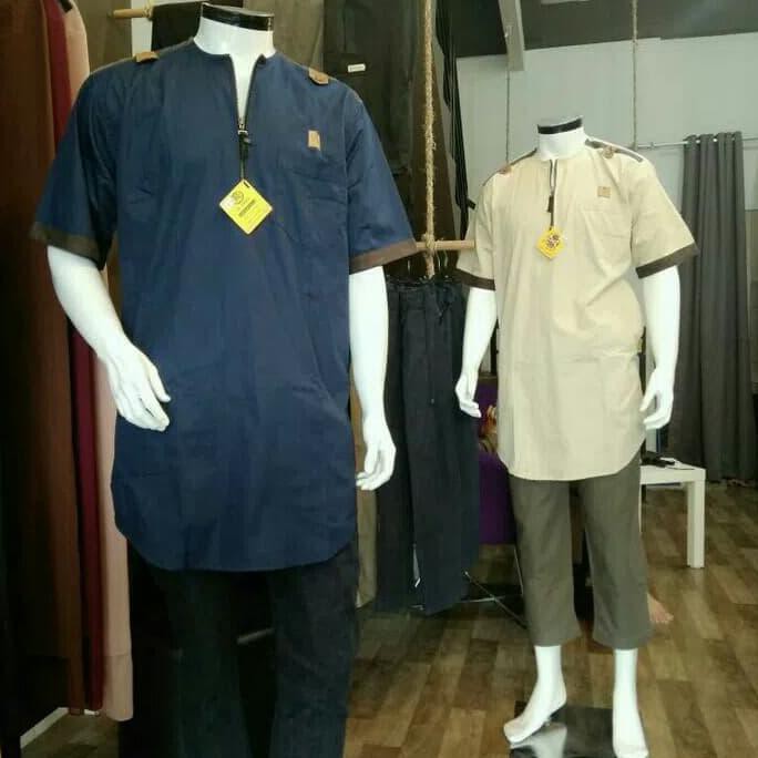 Baju Celana Muslim Pria Al-Amwa- Koko Pria Al Amwa -Muslim Republik - Navy, M