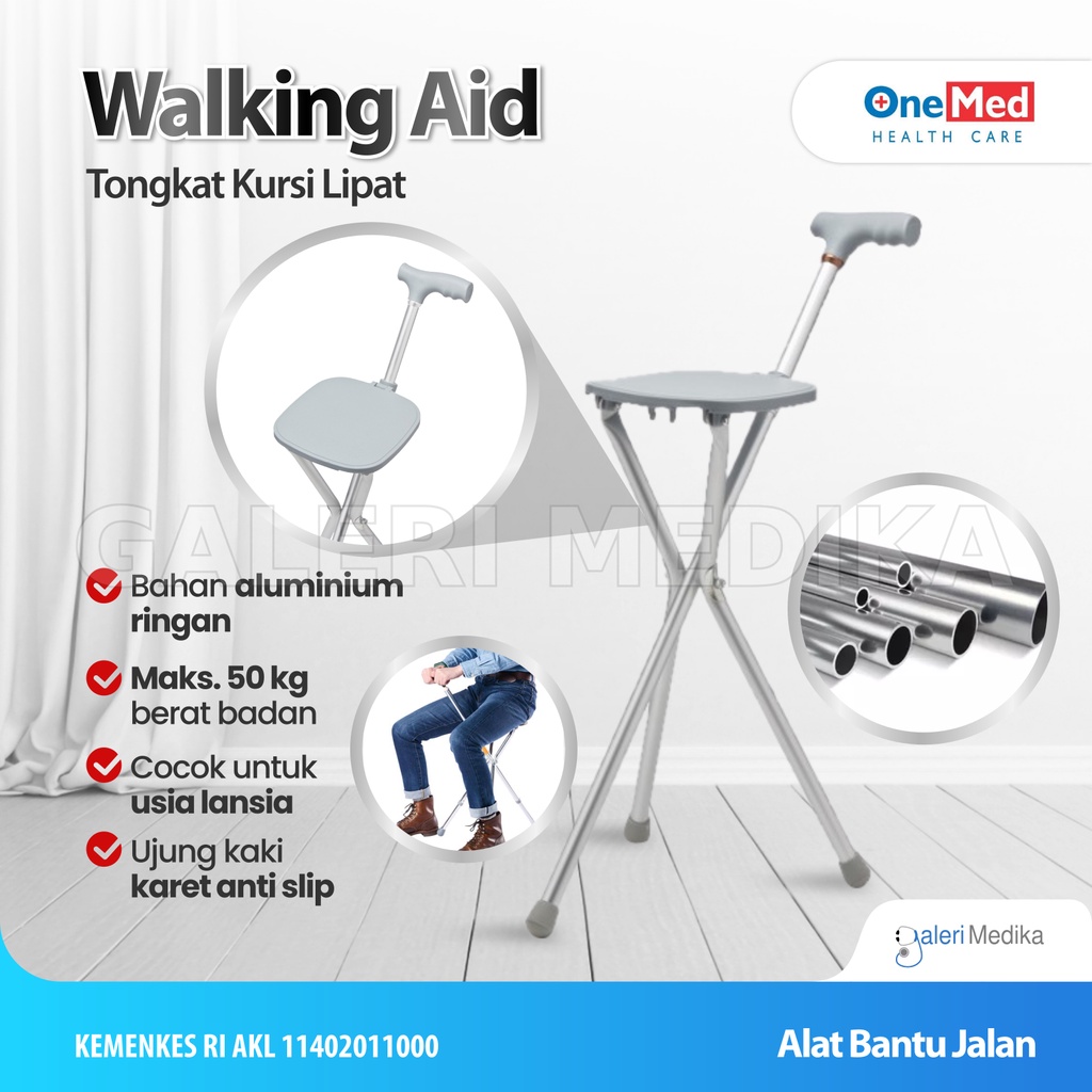 Onemed Tongkat Kursi Lipat - Tongkat Orang Tua