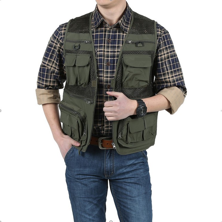 Vest Rompi pria yang dapat disesuaikan multi-saku rompi jaring besar / rompi outdoor / rompi sepeda