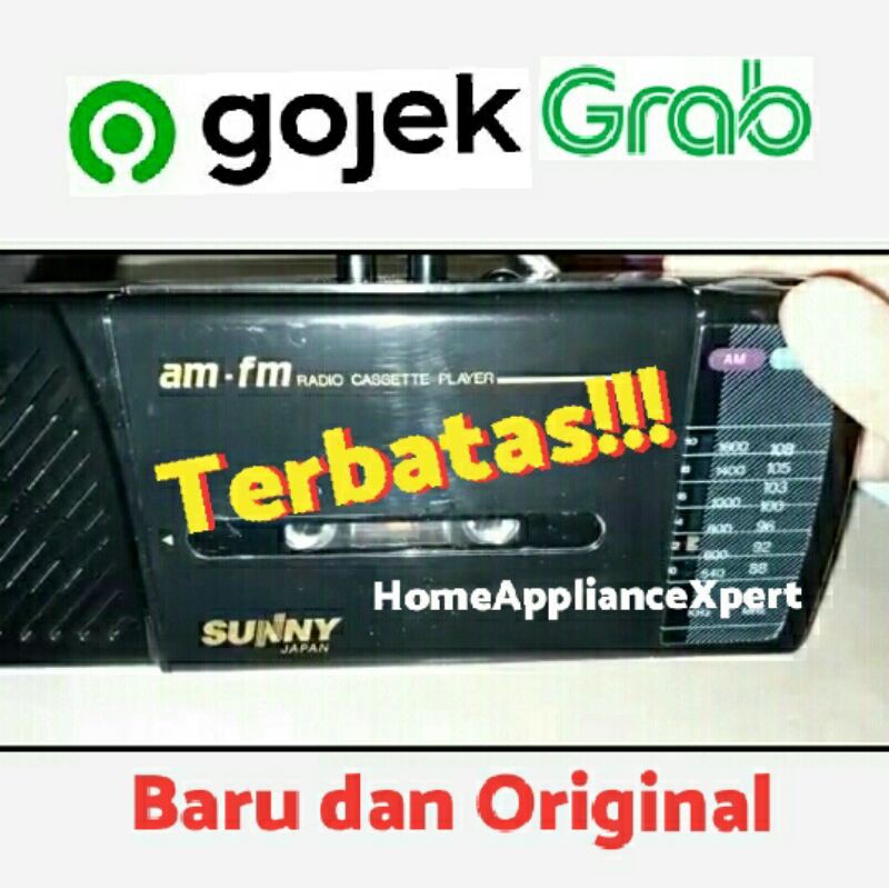 Radio Tape Cassette Sunny AM FM 2 Band Kaset Original Baru Hitam