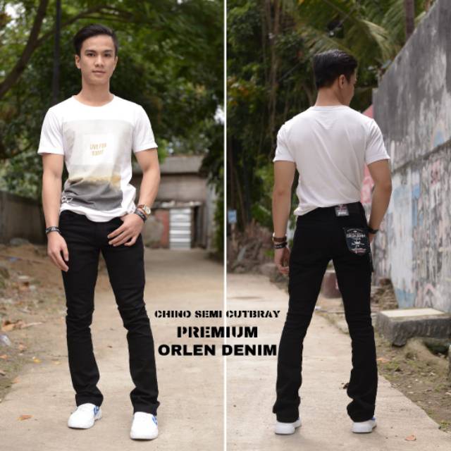 Celana Chino Semi Cutbray Pria Bahan Kain Katun Twill Original ORLEN DENIM Celana Bahan Cutbray Pria