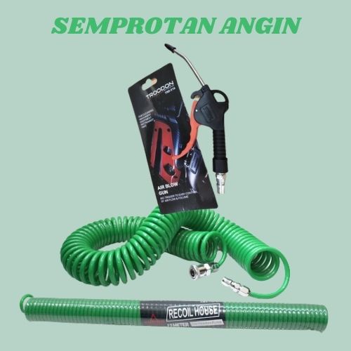 HEMAT * Paket Semprotan angin Kompresor Semprotan debu Selang Recoil Hose + Air Blow gun Kualitas Terbaik dan Terjamin