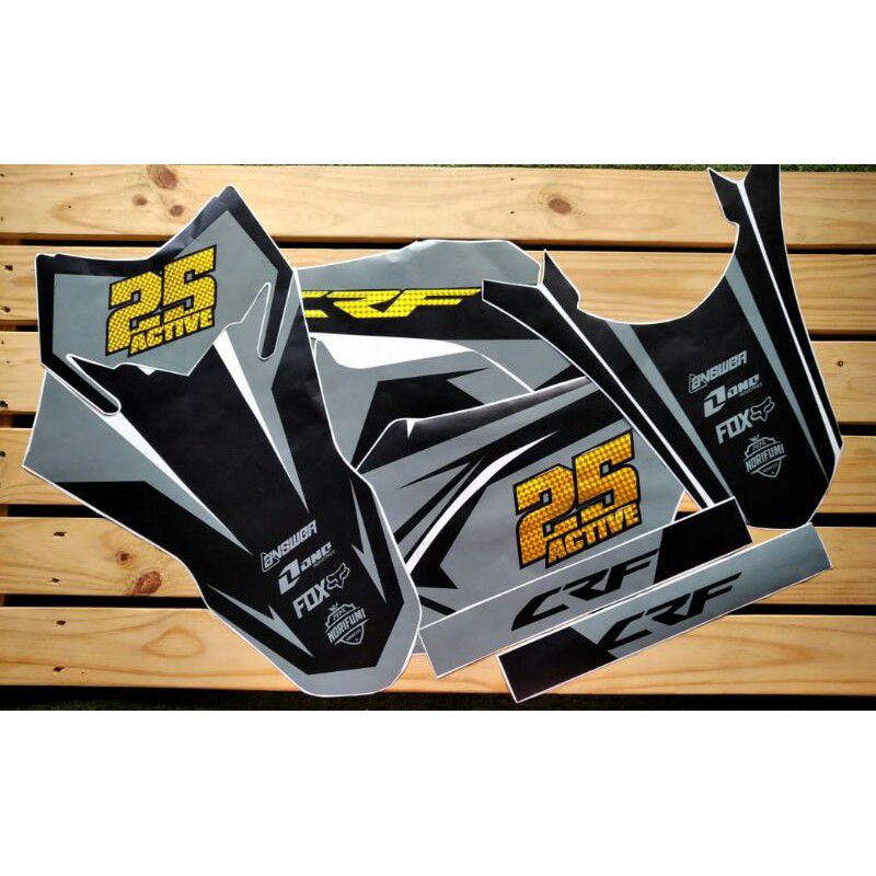 Decal/ Stiker KLX/CRF Full Orajet kombinasi Chrome / GOLD KARBON (CRF 150L,KLX BF,KLX 150,DTX)bebas 