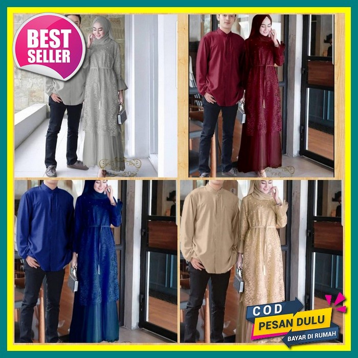 Baju Couple Kondangan Kekinian Modern Kapel Pesta Elegan Mewah Pasangan Muslim Model Terbaru Cople C