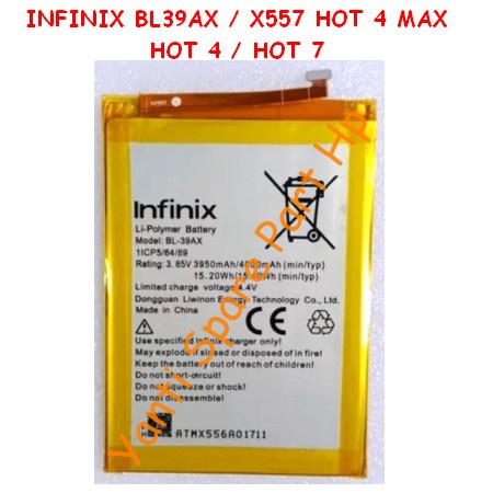 Baterai Infinix Hot 4 Hot 4 Max Hot 7 X557 BL39AX Orignal New