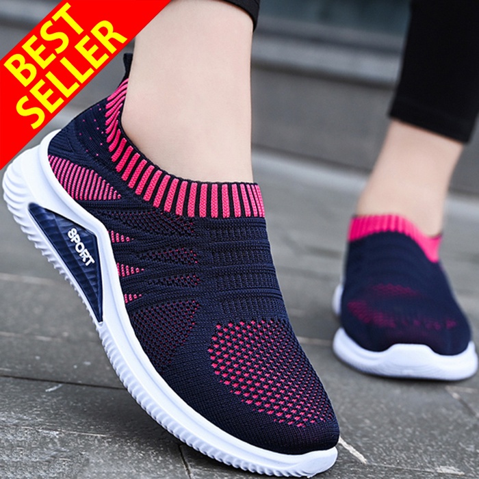 QINGSHUI Sepatu Wanita Sneakers .Kaus Kaki Nyaman Sepatu Lari Sepatu. Bernapas Sepatu Slip On Wanita. Berkualitas Tinggi Sepatu Wanita