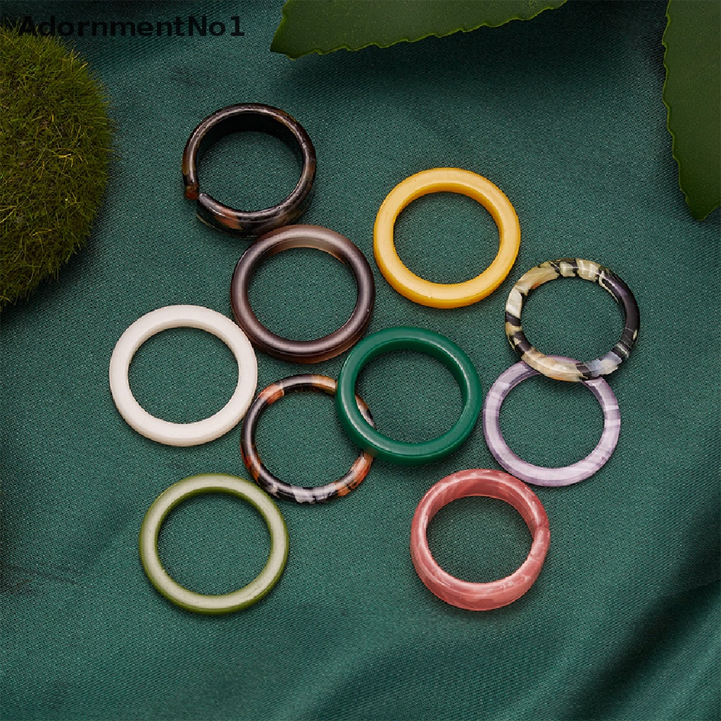 (AdornmentNo1) 10pcs / Lot Cincin Resin Warna Campur Gaya Korea Untuk Wanita