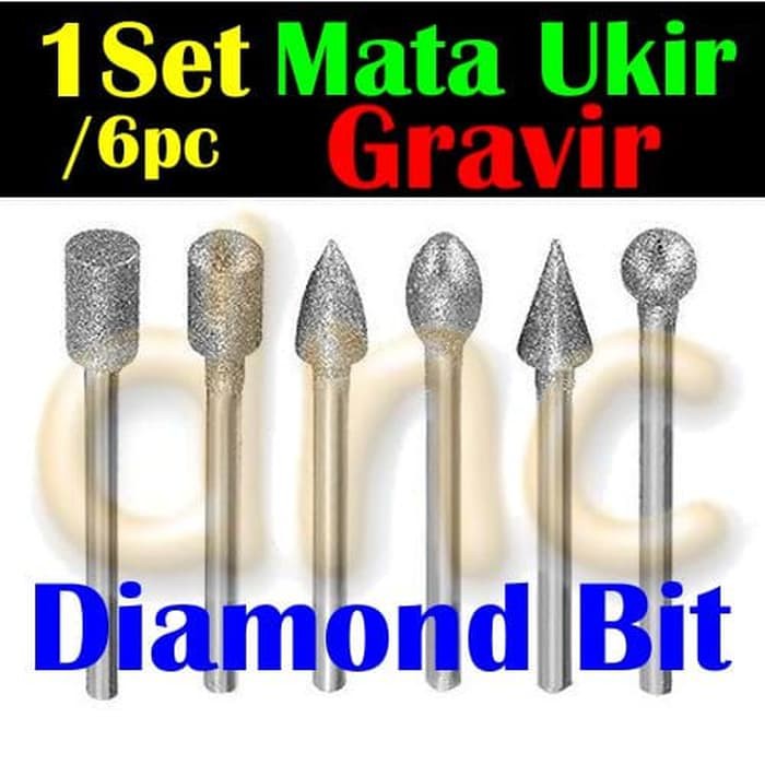 Mata Gravir Diamond Mata Ukir Batu Mini Grinder Dremel 6pc *MU01