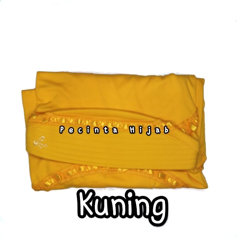 hijab kerudung jilbab instan bergo anak sekolah sd smp sma dewasa serut pita atas warna kuning