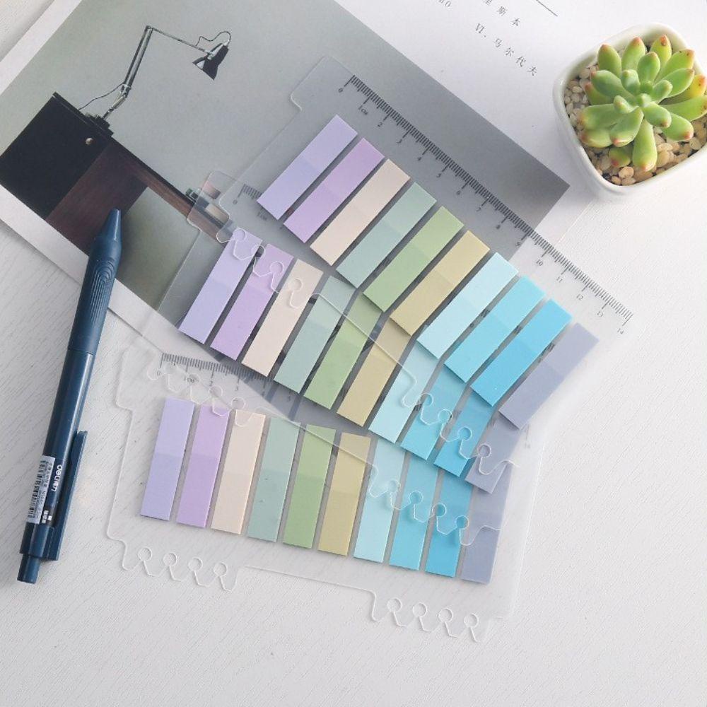 Mxbeauty Tab Strip Morandi Warna Longgar Dengan Penggaris Memo Pad Perlengkapan Kantor Alat Tulis Siswa Label Bookmark