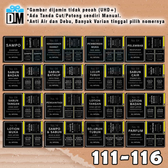 

Sticker Stiker Label Botol Sabun Kamar Mandi Estetik Hitam Putih Black White 101-116