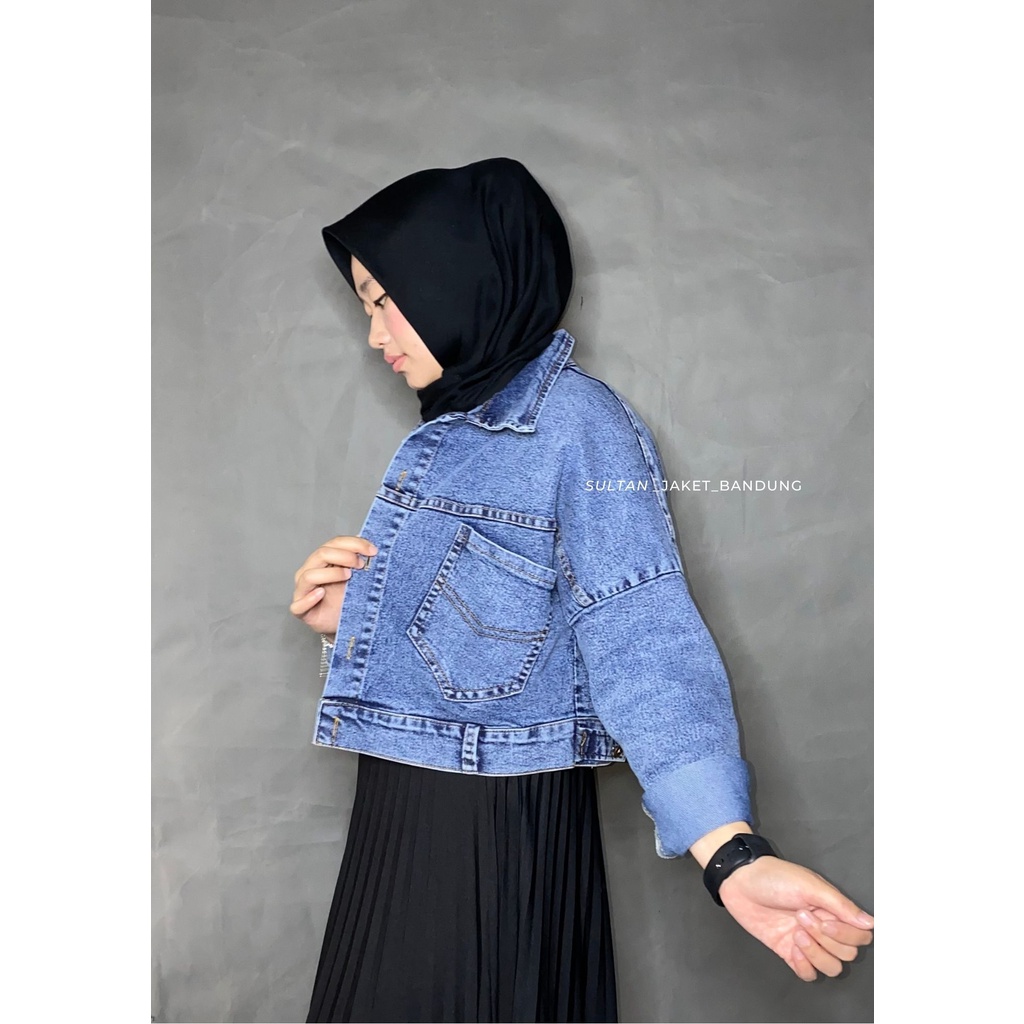 NAYRA CROOP JAKET JEANS |IJAKET DENIM WANITA MODEL ZARA TERBARU