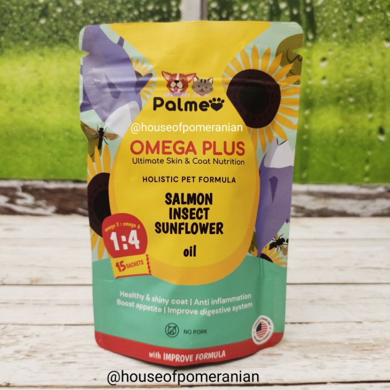 PALMEO omega plus vitamin anjing kucing bulu kulit indah minyak ikan