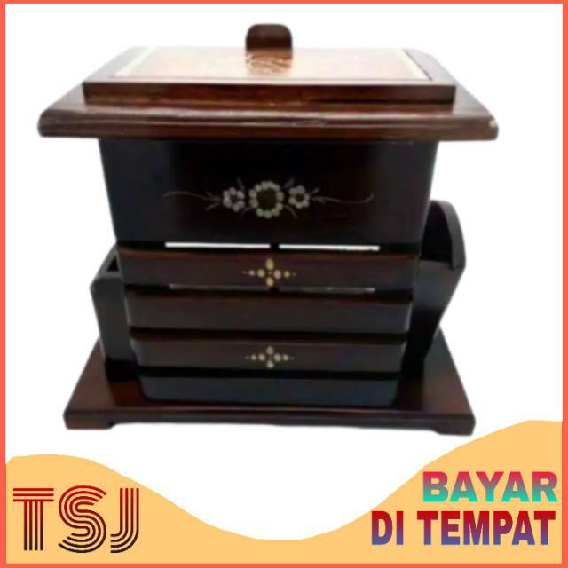 Tempat Sendok Garpu dan Tisu Kayu Jati