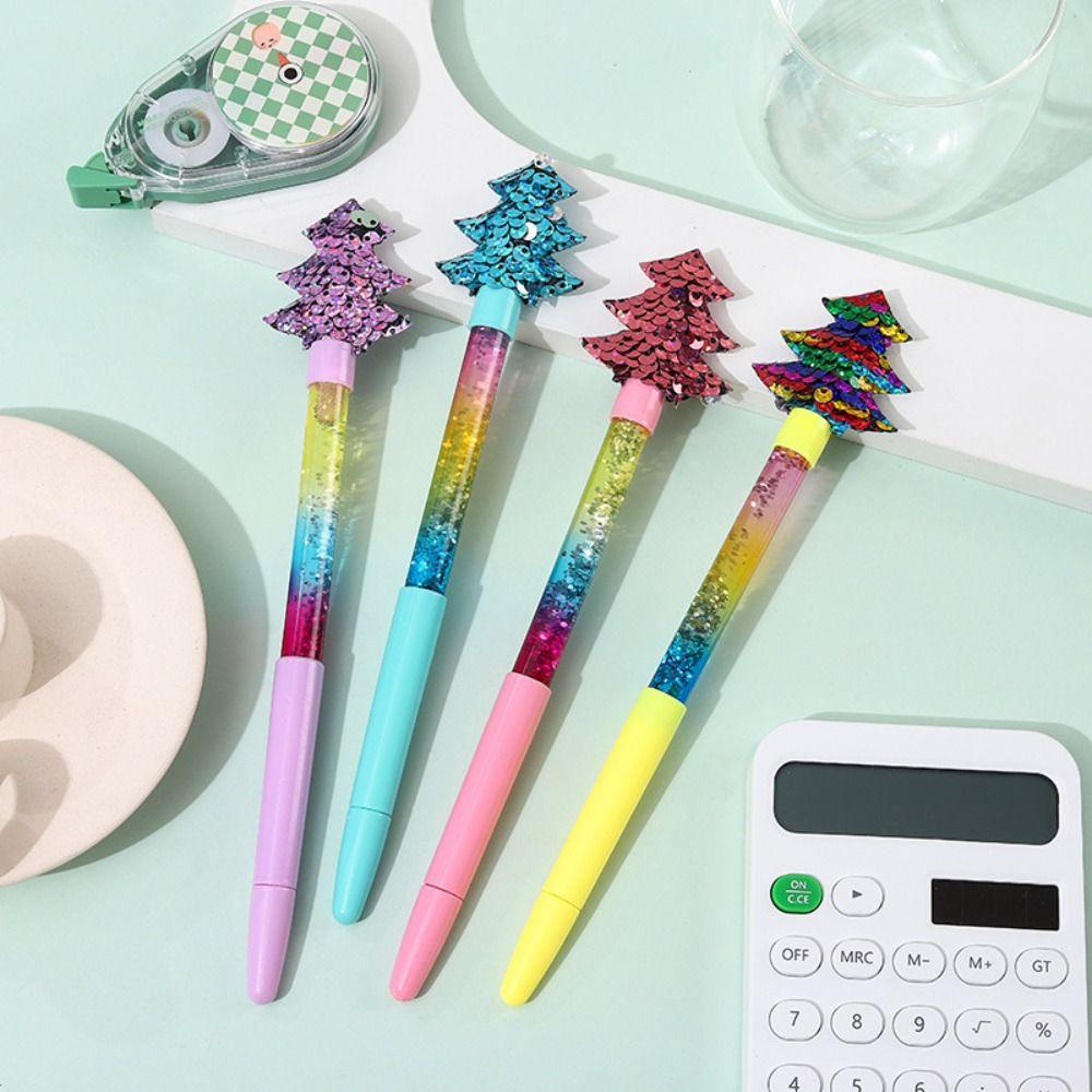 R-flower 6PCS/Set Pena Gel Natal Alat Tulis Hadiah Kantor Sekolah Pulpen Netral