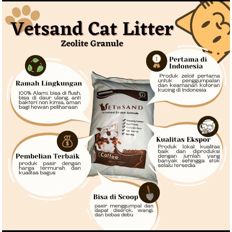 Pasir Kucing Gumpal Wangi 20KG Vetsand( GRATIS PLASTIK )