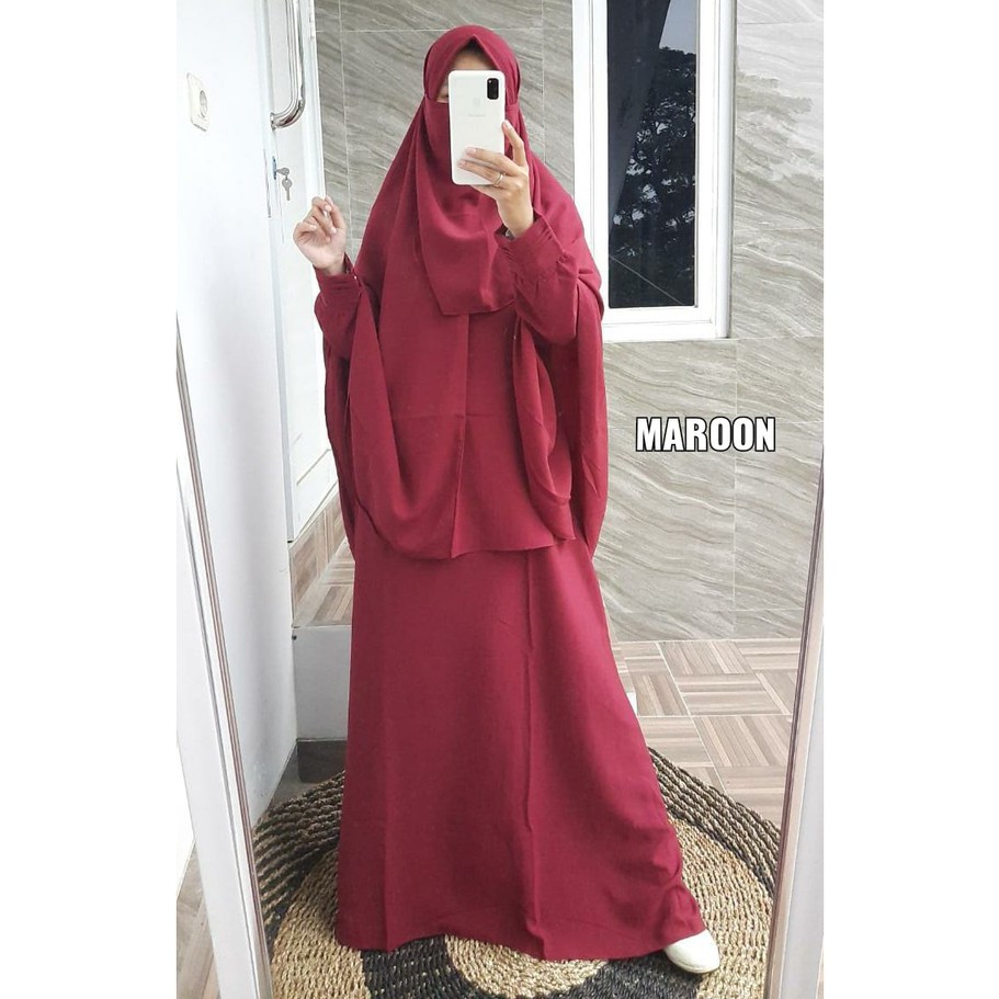 Gamis Syari Wolfis Set FREE Niqob Basic/ Set Syar'i WOLFIS Exclusive/ Wolfis Set Niqob Premium