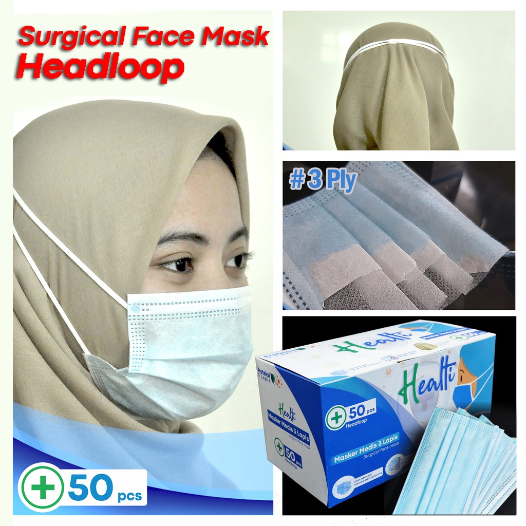 Masker Hijab  Bedah Surgical Mask  3 ply 1 Box Isi 50 pcs 