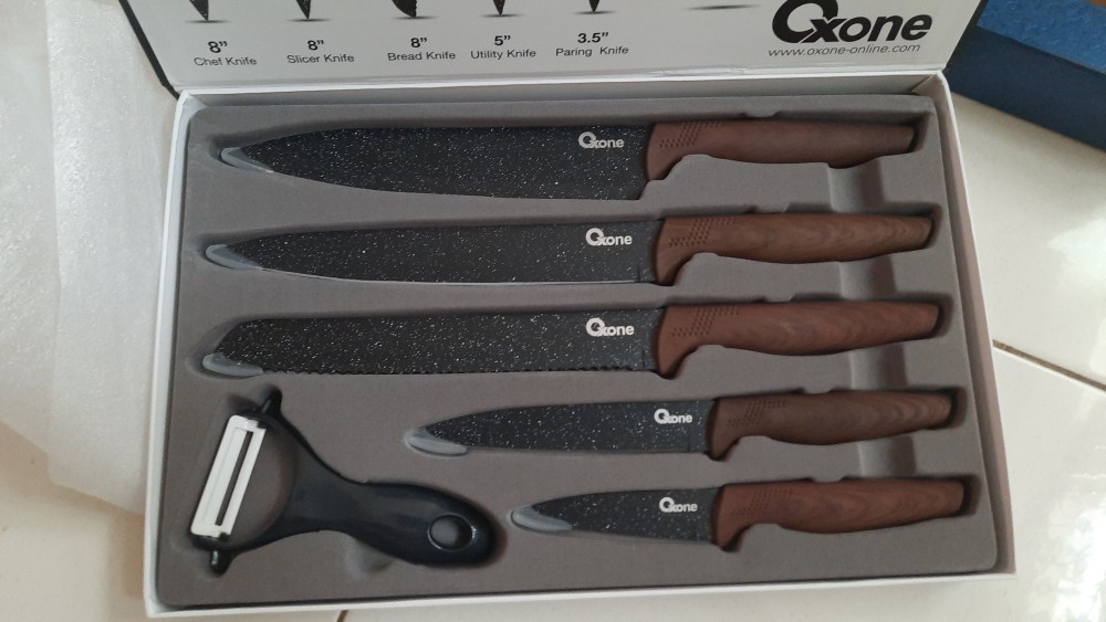 Pisau Dapur Oxone Black Marble Knife Set Ox-605