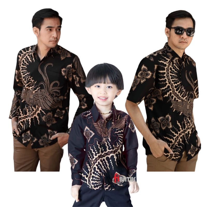 Kemeja Batik Pria Motif Klabang Warna Hitam Lengan Panjang Dan Pendek // Batik Motif Keren Terbaru