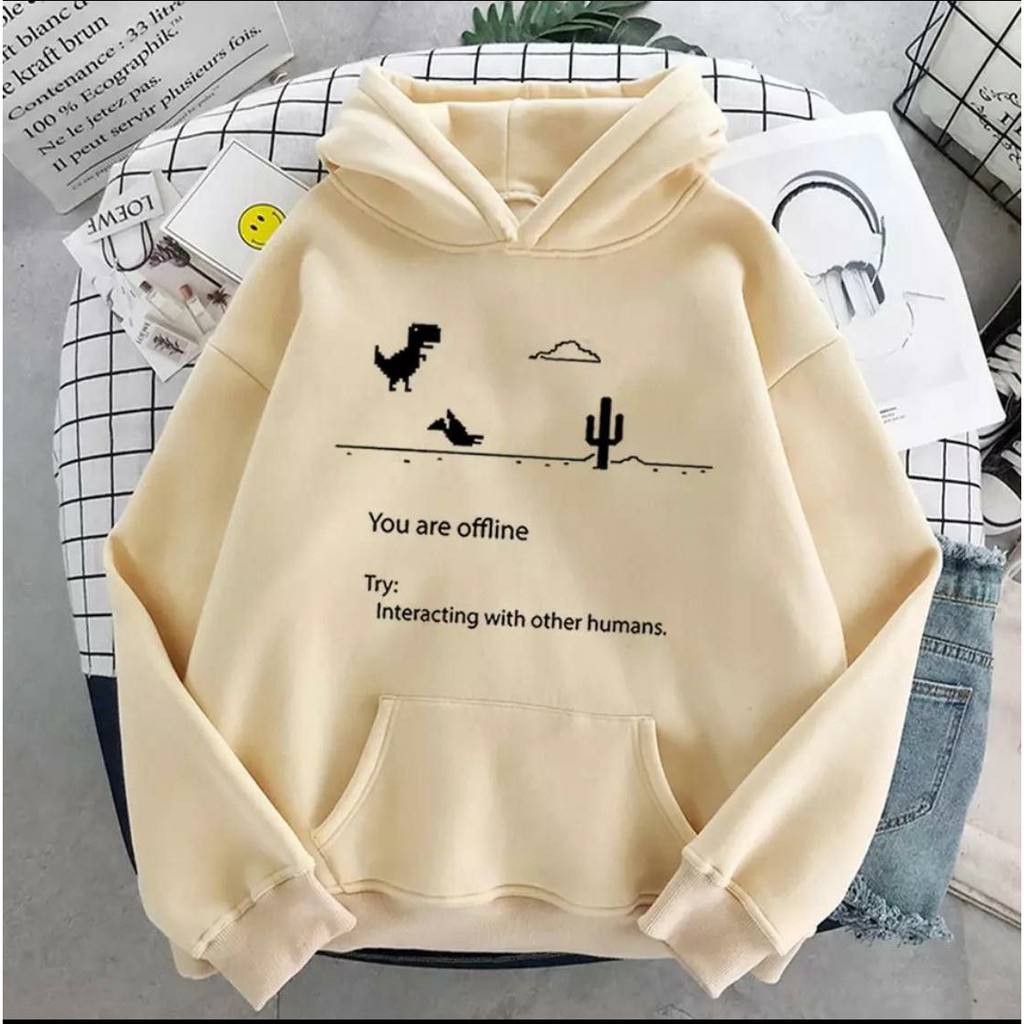 IvannaCollection Sweater Hoodie Wanita Offline Dino Jaket Hodie Oversize Bahan Tebal