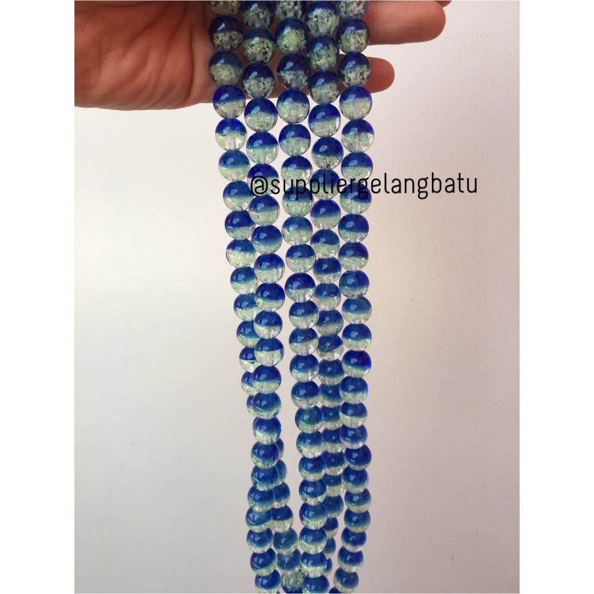 Manik Kristal Biru Tua 12mm Glow In The Dark Fosfor Premium Cantik aksesoris craft beads supplier