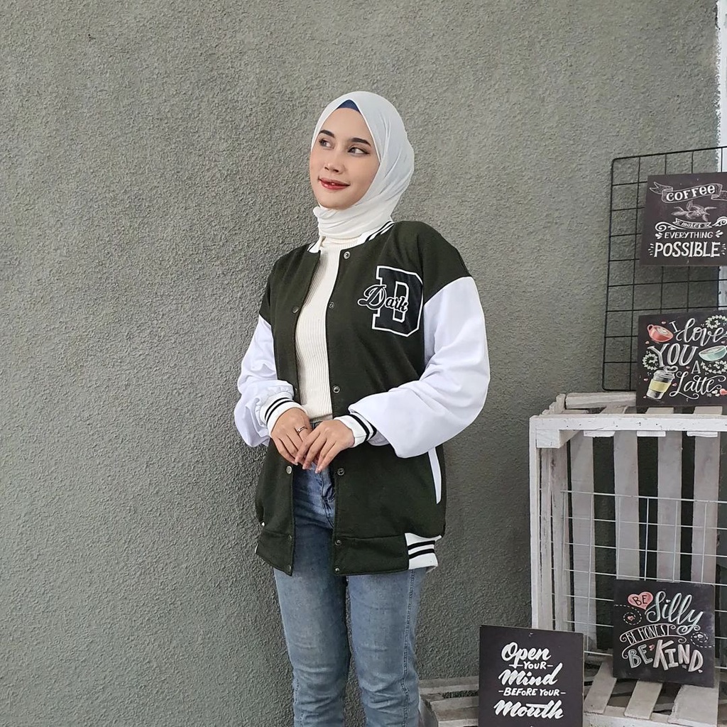 DARK BASEBALL 2XL 3XL Varcity Jacket Oversize Pria Wanita-Jacket Pria Wanita Style Kekinian Korean Style