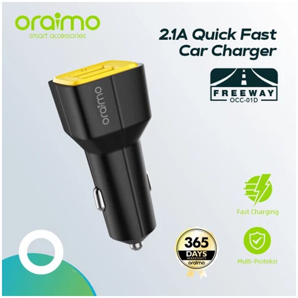 Oraimo Car Charger Mobil Fast Charging 2 Ports Speedline OCC-01D