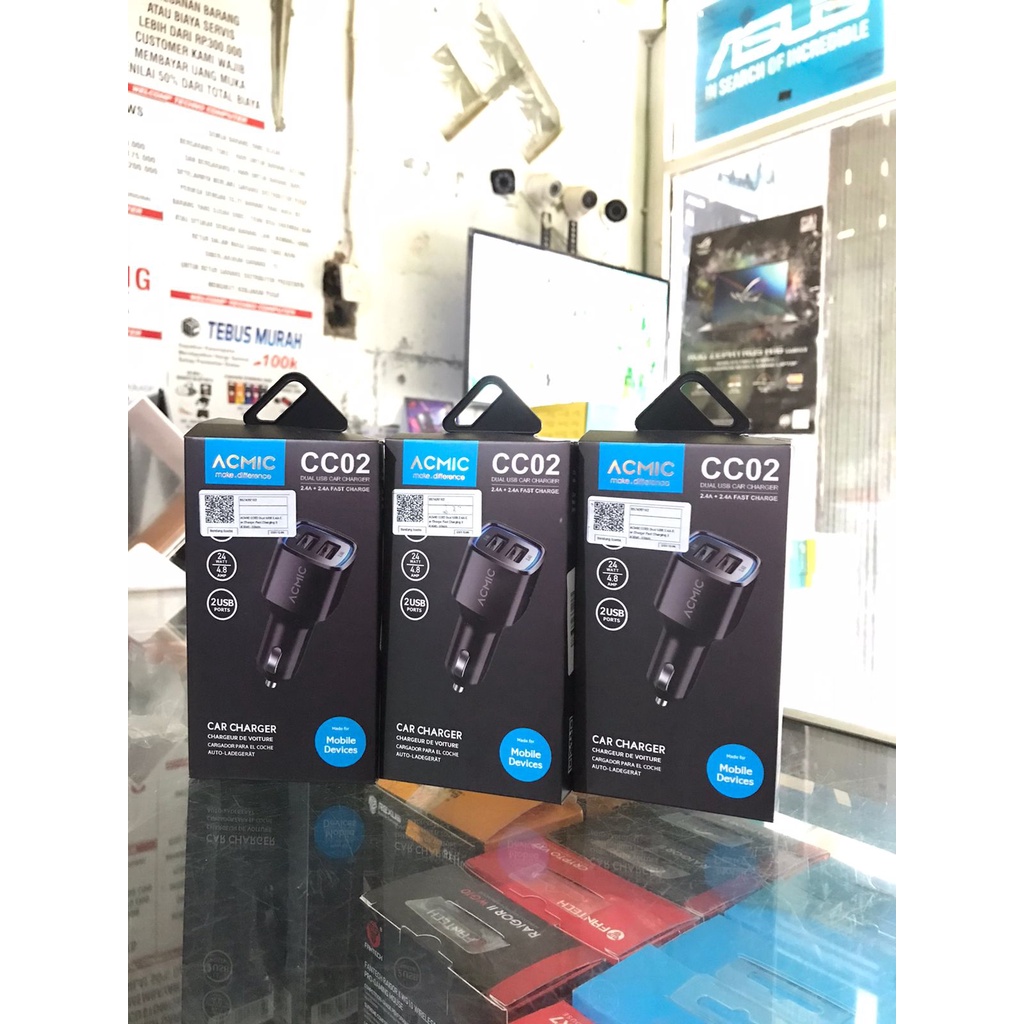 Car Charger ACMIC CC02 Mobile Devices Dual USB Fast Charge