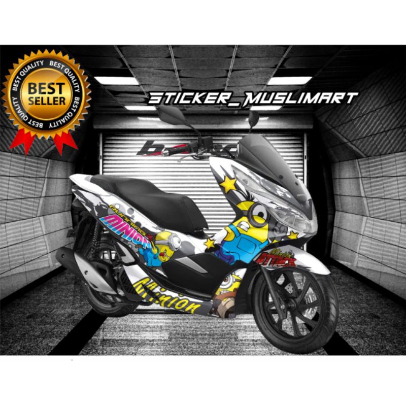 Decal Sticker PCX 150 motif Minions putih variasi Full body Fullset
