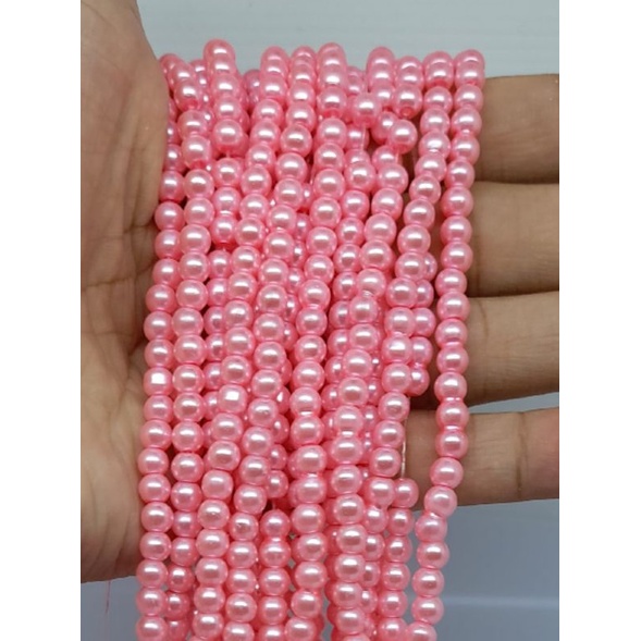 100 Gram Payet Mote Manik Mutiara Sintetis 10mm Bulat Besar Mutsin Berat Kwalitas Super Pink