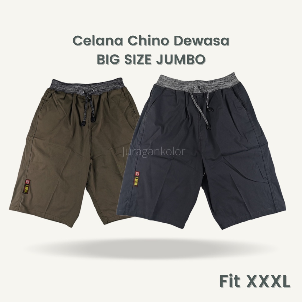 Celana Pendek JUMBO Pria Dewasa BIG SIZE Chino Rib Kolor Cowok Polos