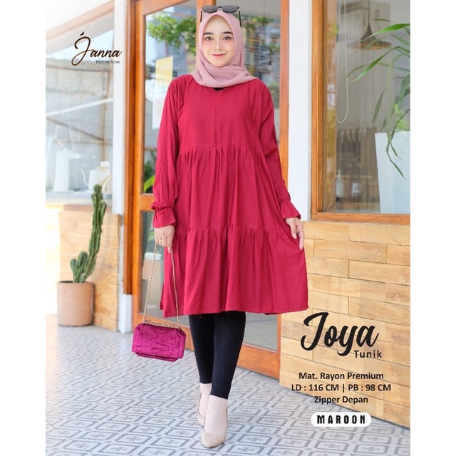 NEW JOYA TUNIK LD116 MAT RAYON PREMIUM HQ BUSUI ZIPER DEPAN ORIGINAL JANNA