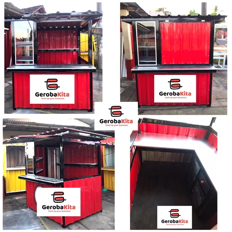 Booth Container Custom etalase dan lantai / gerobak jualan dengan etalase dan lantai
