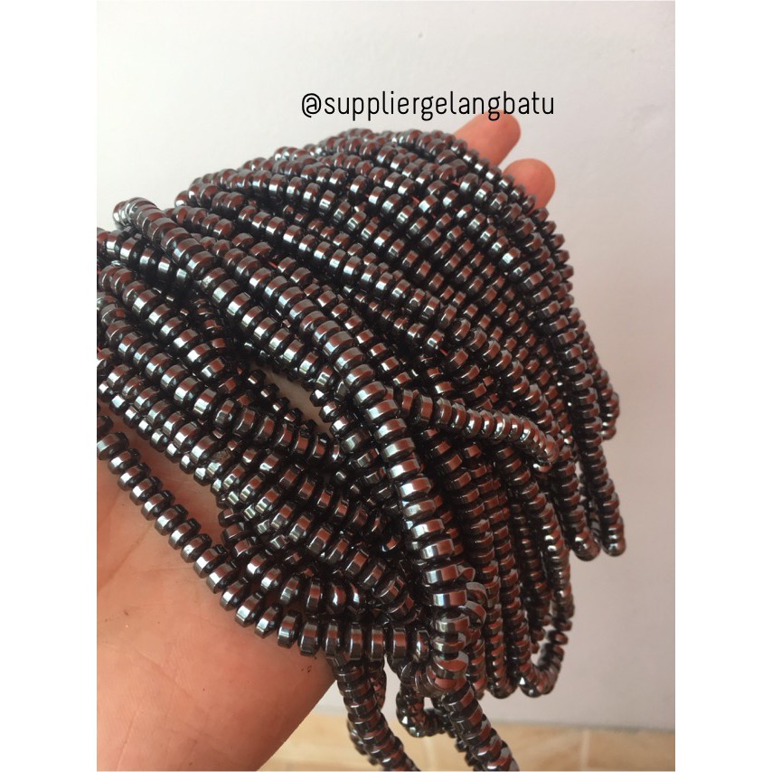 spacer bahan brustin hematite badar besi 6mm bulat cincin untuk gelang kalung blustin non magnetic