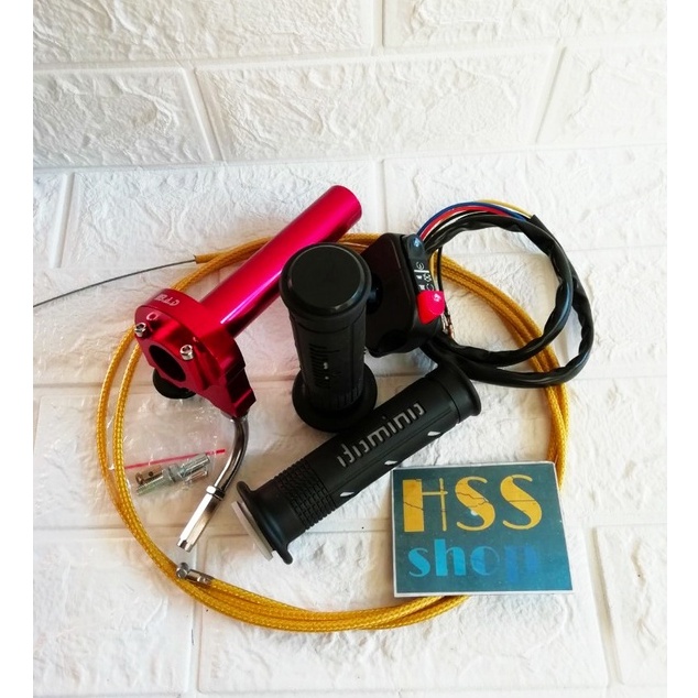 Gas Spontan 1 Kabel + Handgrip + Saklar kanan + 1 Kabel Gas = Scoopy Karbu, Fino Karbu, Scorpio Z, F