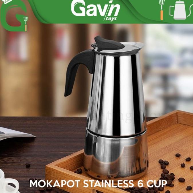 Moka Pot Pembuat Kopi 340ml Coffee Maker Stainless Mokapot 6 Cup -Diskon Besar