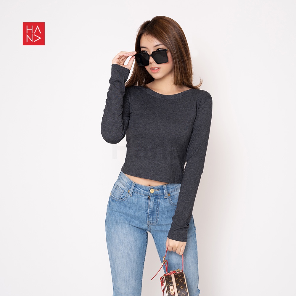 HanaFashion JKT - Star Twist Back Long Sleeve T-Shirt Kaos Lengan Panjang Wanita - TS041