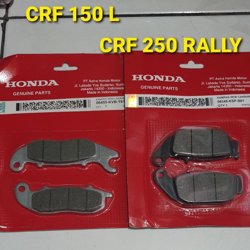 Kampas Rem Depan Belakang Honda CRF 150L CRF 250 Rally Set KSP KVB