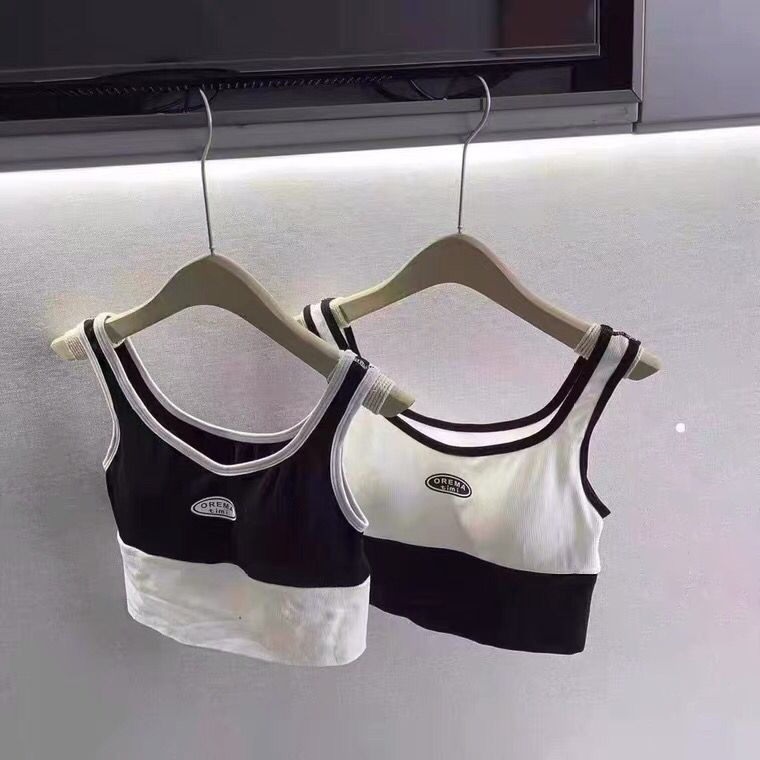 ✅𝐅𝐎𝐈𝐒𝐒® TankTop Bra Sexy Kasual Cetak Huruf TankTop Olahraga Trendi 1212